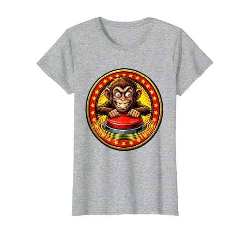 Mademark Eager Monkey Pressing the Big Red Button T-Shirt - Women - size chart