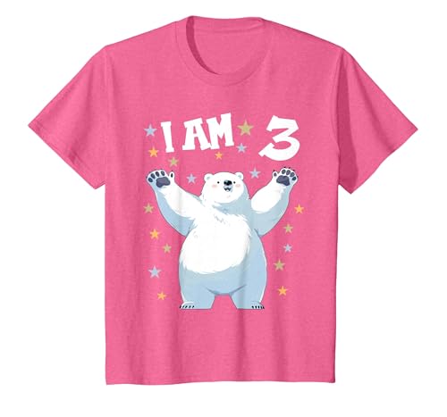 3 years old 3rd birthday Polar Bear Kids 3 Years Old 3 Birthday Polar Bears Boy Girl Polar Bear T-Shirt - size chart