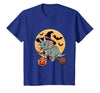 Triceratops Lover Dino Halloween Party Wear Triceratops Witch Hat Pumpkin Halloween Costume Men Women T-Shirt - size chart
