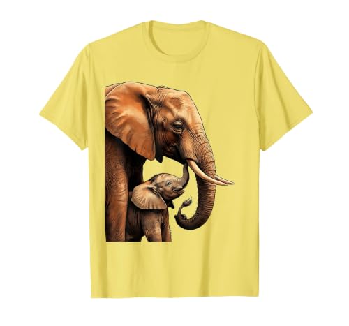 Mademark Mama Elephant Nudging Baby With Trunk Illustration T-Shirt - Men - size chart