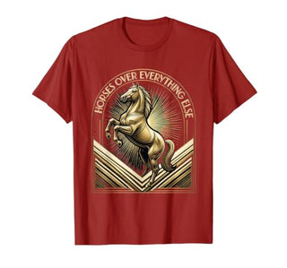 Mademark Horses Over Everything Equestrian Design T-Shirt - Men - size chart