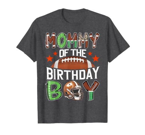 Football Birthday Boy Family Matching Mommy of The Birthday Boy Game Day Football T-Shirt - size chart