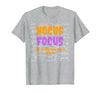 Funny Teacher Halloween Shirt. Math Teacher. Hocus Focus T-Shirt - size chart