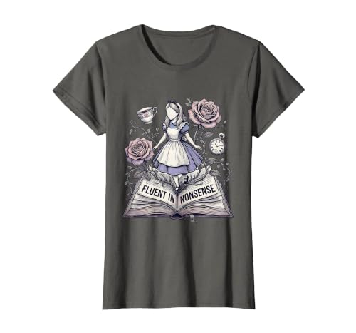 Mademark Fluent In Nonsense Alice in Wonderland Design T-Shirt - size chart