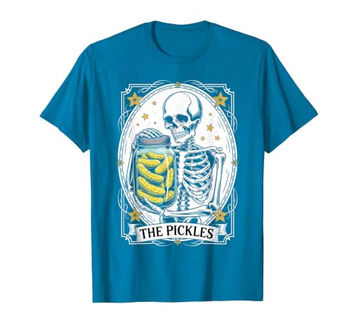 Tarot Card Skeleton Halloween Ades.shirt The Pickles Tarot Card Skeleton Canning Season Gardener T-Shirt - size chart