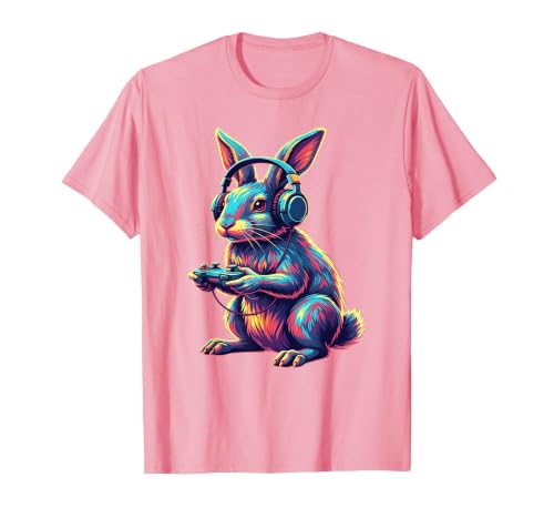 Rabbit Gaming Animal Video Games Funny Rabbit T-Shirt — design detail