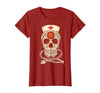 Halloween Nurse Shirts For Women Scrub Costumes Nurse Sugar Skull Stethoscope RN Medical Halloween Costume T-Shirt - size