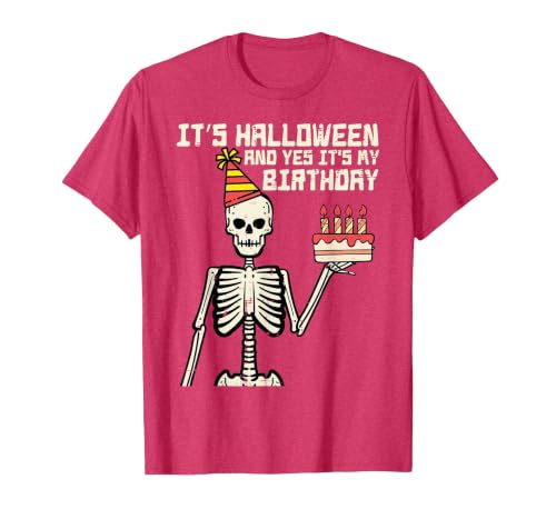 Halloween Shirts For Women Men Kids Boys Girls Its Halloween Yes My Birthday Skeleton Costume Men Women Kid T-Shirt - size