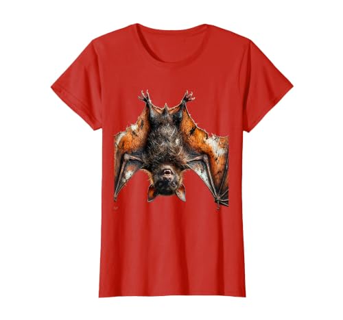 Mademark Grinning Bat Upside Down Rabies Humor Graphic T-Shirt - size chart