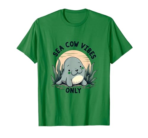Mademark Sea Cow Vibes Only Manatee Design T-Shirt - size chart