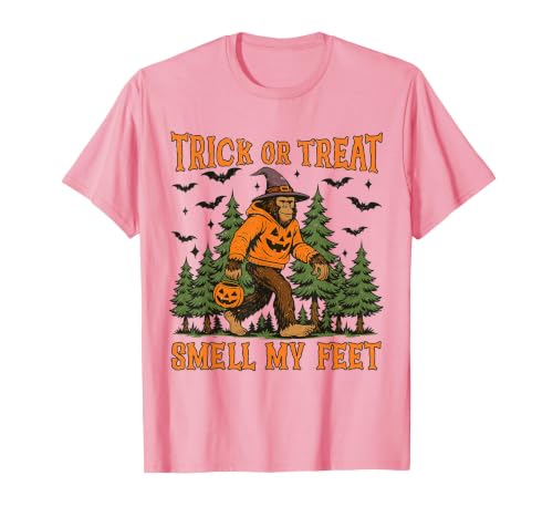 Bigfoot Halloween Costume Party Outfits Trick Or Treat Smell My Feet Bigfoot Halloween Sasquatch T-Shirt - size chart