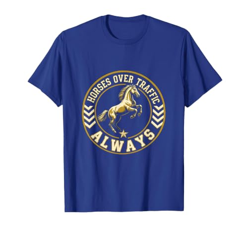 Mademark Horses Over Traffic Always Equestrian Design T-Shirt - Men - size chart