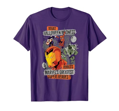 Marvel Halloween Madness Awaits the Greatest Super Heroes T-Shirt - size chart