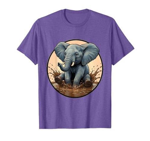Mademark Baby Elephant Splashing in Muddy Puddle T-Shirt - Men - size chart
