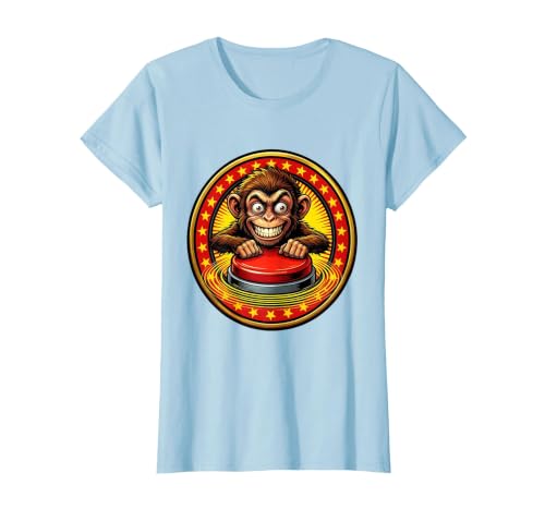 Mademark Eager Monkey Pressing the Big Red Button T-Shirt - Women - size chart