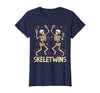 Spirit Week Twin Day Skeletwins Halloween Twins Dancing Skeletons Twins Halloween Matching Skeletwins T-Shirt - size chart