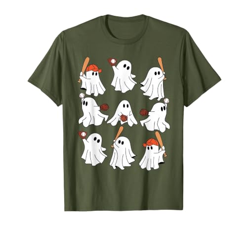 Boo Ghost Halloween Baseball Happy Halloween Baseball Lover T-Shirt - size chart