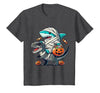 Funny Shark Dinosaur Halloween Kids Boys Tees Shark Riding Dinosaur T-rex Funny Halloween Pumpkin Boys Kid T-Shirt - size