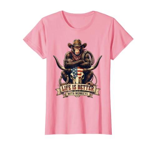 Mademark Life Is Better With Monkeys Fun Primate Design T-Shirt - Women - size chart