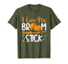 Match Halloween Couple Costumes I Love His Broomstick I Love Her Pumpkins T-Shirt - size chart