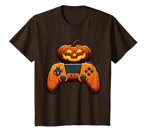 Spooky Halloween Gamers 2023 Halloween Skeleton Zombie Gaming Controllers Mummy Boys Kids T-Shirt - size chart