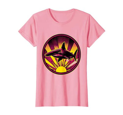 Hammerhead Shark Silhouette Sunset Ocean Art T-Shirt