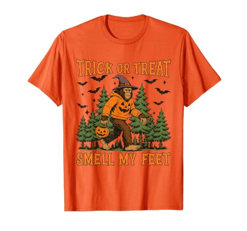 Bigfoot Halloween Costume Party Outfits Trick Or Treat Smell My Feet Bigfoot Halloween Sasquatch T-Shirt - size chart