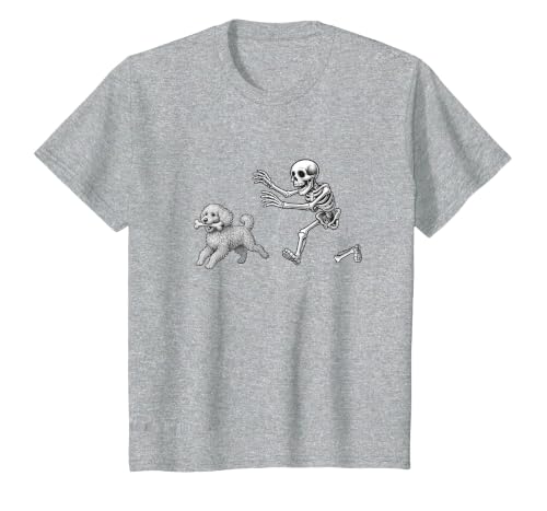 Funny Halloween Dog Lovers Gift Tees Skeleton Dogs Funny Skeleton Chasing Goldendoodle Dog Halloween Dogs Lover T-Shirt -