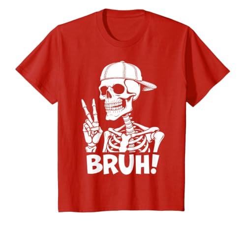 Skeleton Peace Sign Shirts For Men Women & Kids Bruh Skeleton Hand Peace Sign Halloween Skeleton Hand Sign T-Shirt - size