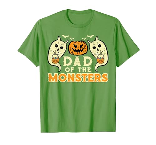 Mens Halloween Shirts For Dad Daddy Papa Men Halloween Dad of Monsters Funny Family Costume Papa Daddy T-Shirt - size chart