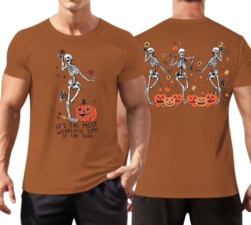 Ithalt Mens Halloween Shirt Halloweentown T Shirt Pumpkin Short Sleeve Top - size chart