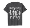 Dancing Skeletons Halloween Party Music Shirts Spooky Skeletons Symphony Halloween Dance Music Men Women T-Shirt - size chart