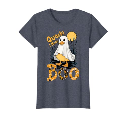 Duck Halloween Gifts Co. Quack I Mean Boo Duck Trick or Treat Spooky Halloween Party T-Shirt - size chart