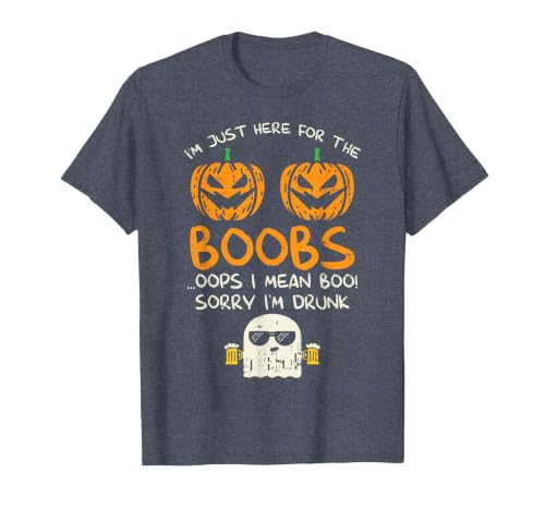 BoredKoalas Funny Halloween Costume Shirts 2021 Im Just Here for The Boobs Boos Drunk Ghost Beer Halloween T-Shirt - size