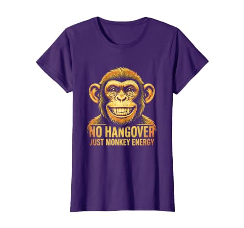 Mademark No Hangover Just Monkey Energy Sober Men T-Shirt - Women - size chart