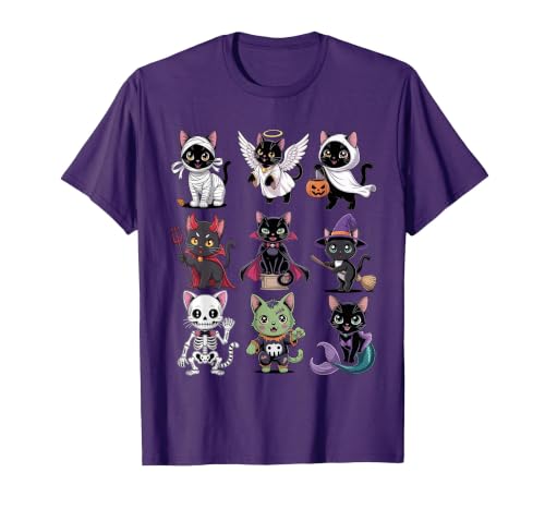 Halloween Cat Apparel Halloween Cat T-Shirt - Spooky Kittens Costume T-Shirt - size chart