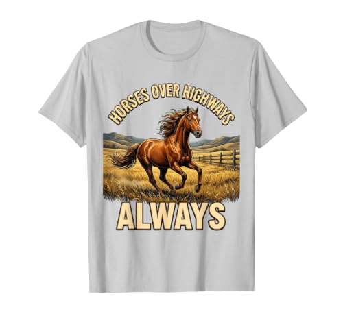 Mademark Horses Over Highways Always Equestrian Design T-Shirt - Men - size chart