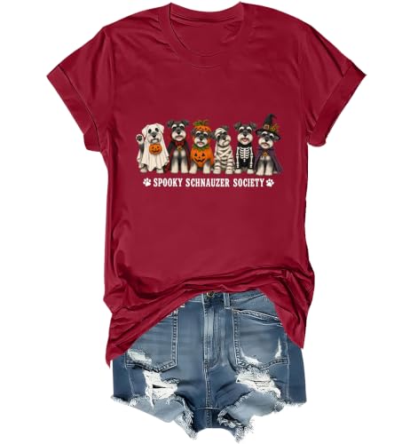 WQFQW Spooky Schnauzer Society Halloween Shirt Terrifying Halloween T-Shirt - size chart