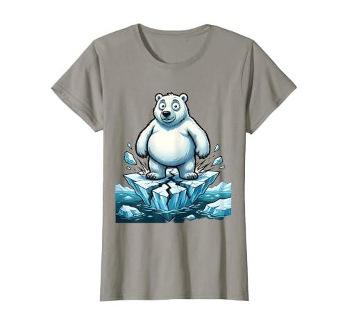 Mademark Polar Bear on Cracking Ice Floe Illustration T-Shirt - size chart