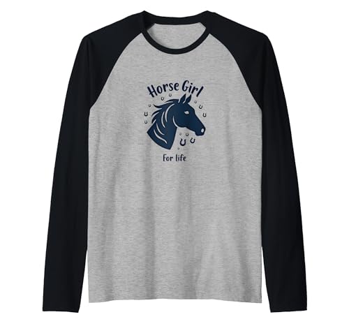 Mademark Horse Girl For Life Equestrian Passion Horseshoe Luck Raglan Baseball Tee - size chart