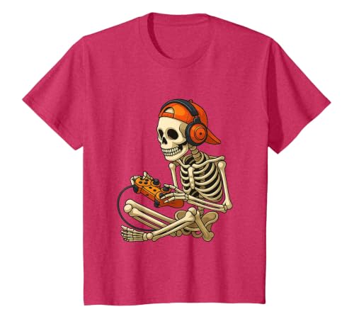 VibeKilla Video Game Halloween Skeleton Gamer Costume T-Shirt - size chart
