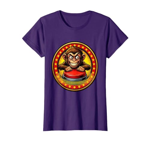 Mademark Eager Monkey Pressing the Big Red Button T-Shirt - Women - size chart