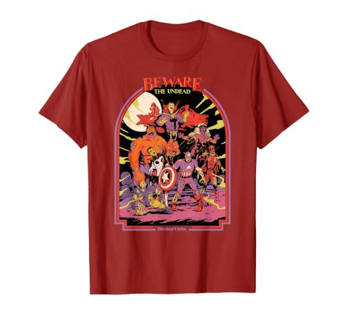Marvel Zombies Beware the Undead We Don’t Bite Halloween T-Shirt - size chart