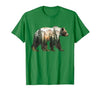 Bear Designs. Bear Forest Mountains Trees Nature Sunset Outdoor Graphic T-Shirt - size chart
