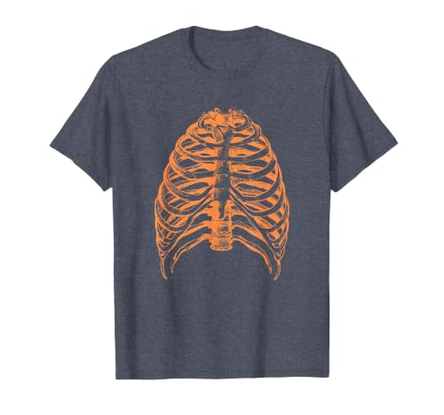 Orange Halloween Rib Cage Ribcage T-Shirt - size chart
