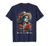 DIRHAME Dia De Los Muertos Mexican Sugar Skull Girl Halloween Dia De Los Muertos T-Shirt - size chart