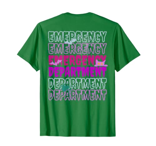ER Nurse Halloween Pumpkin Emergency Department Spooky Emergency Department Ghost ER Nurse Halloween T-Shirt - size chart