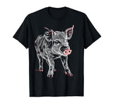 @n!mal Pig Love Print Art Abstract Animal Drawing Graphic Pig T-Shirt - size chart