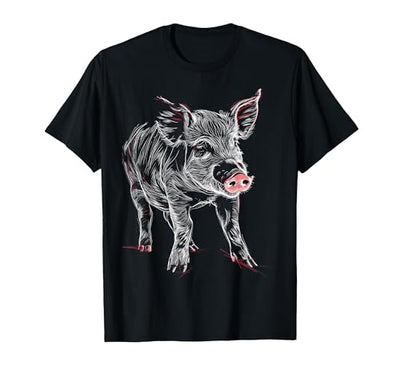 Pig Love Print Art Abstract Animal Drawing Graphic Pig T-Shirt