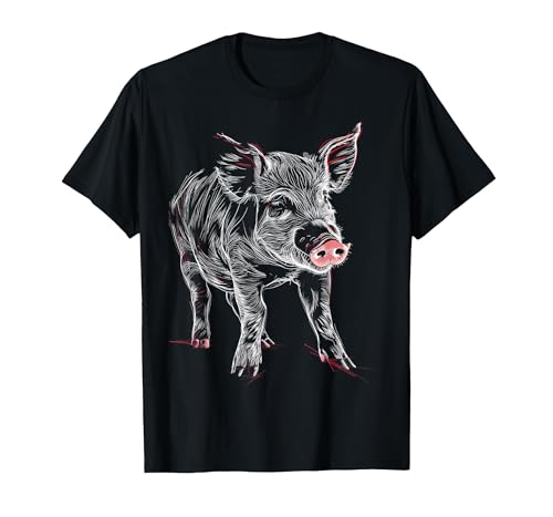 @n!mal Pig Love Print Art Abstract Animal Drawing Graphic Pig T-Shirt - size chart